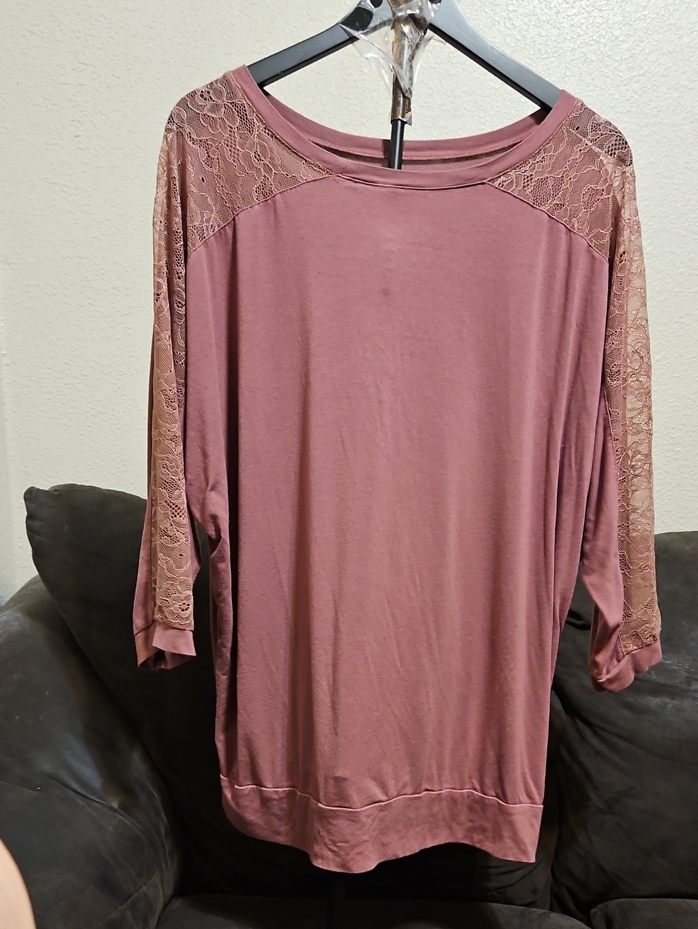 torrid Dusty Rose Lace Sleeve Tunic Top